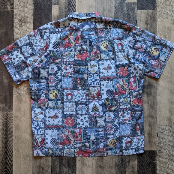 Reyn Spooner Kloth Patchwork Christmas Santa Popover Shirt - Picture 2 of 6